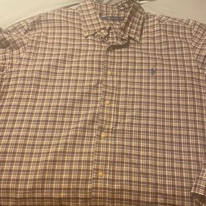 Mens long sleeve plaid polo button down
